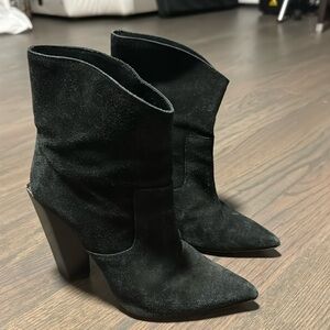 Fendi black sued booties